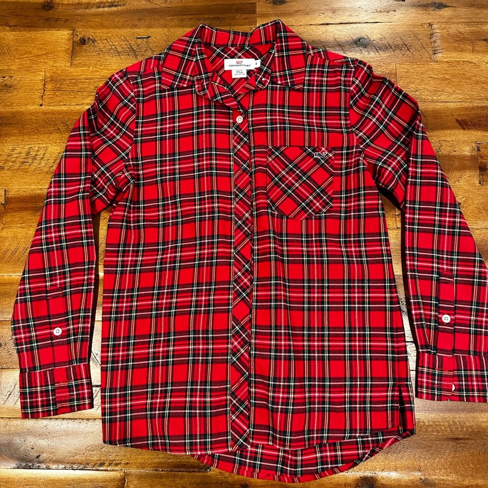 Vineyard Vines Flannel Women’s Shirt Size 0 Red